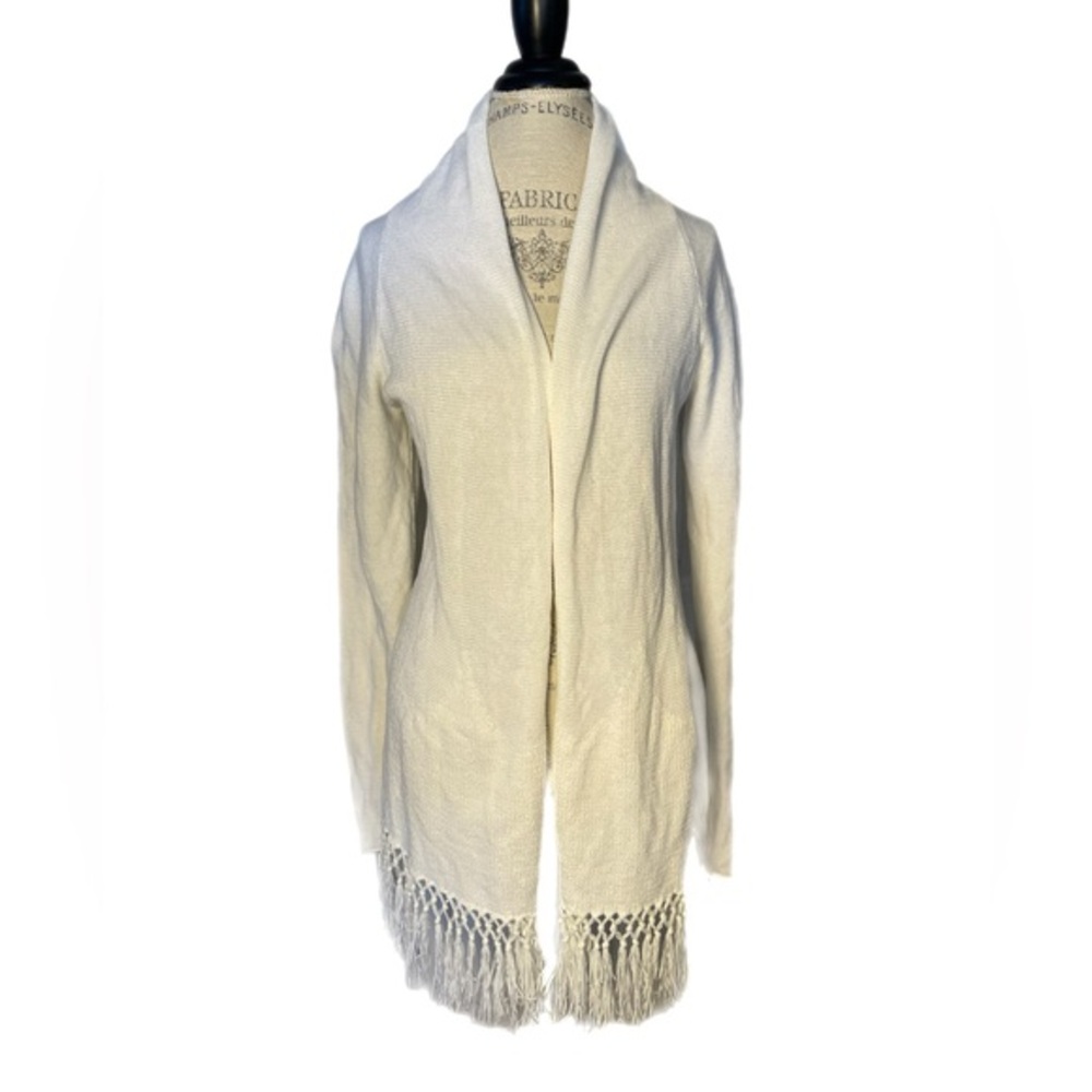 Lilly Pulitzer Tatum White Cardigan With Fringe Trim Size Large
